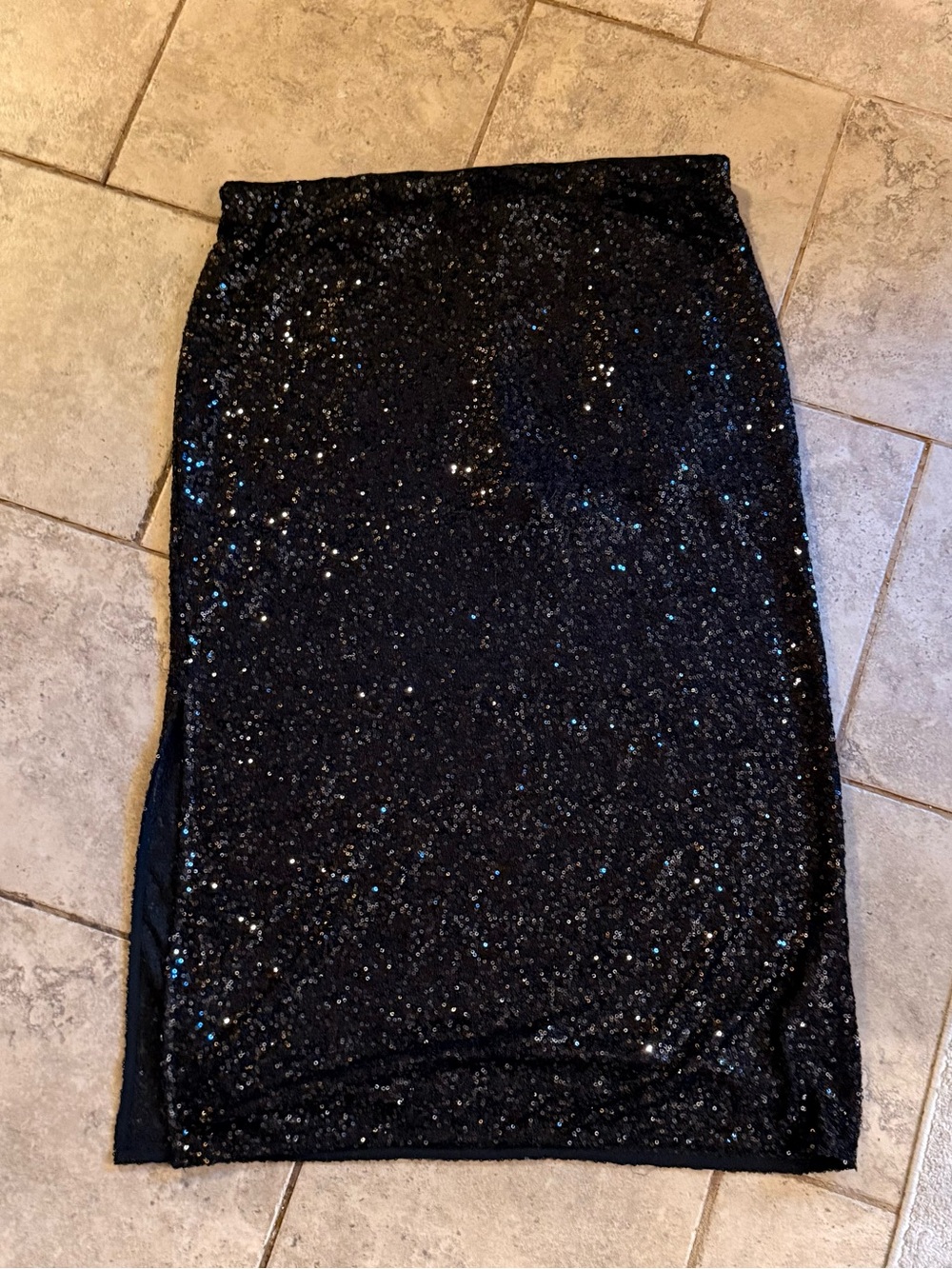 H&M Black Sequin Midi Pencil Skirt